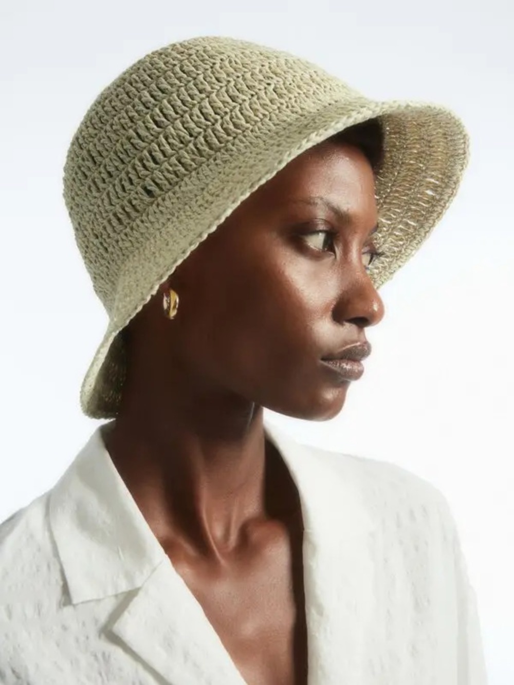 Cos Woven Straw Bucket Hat In Beige